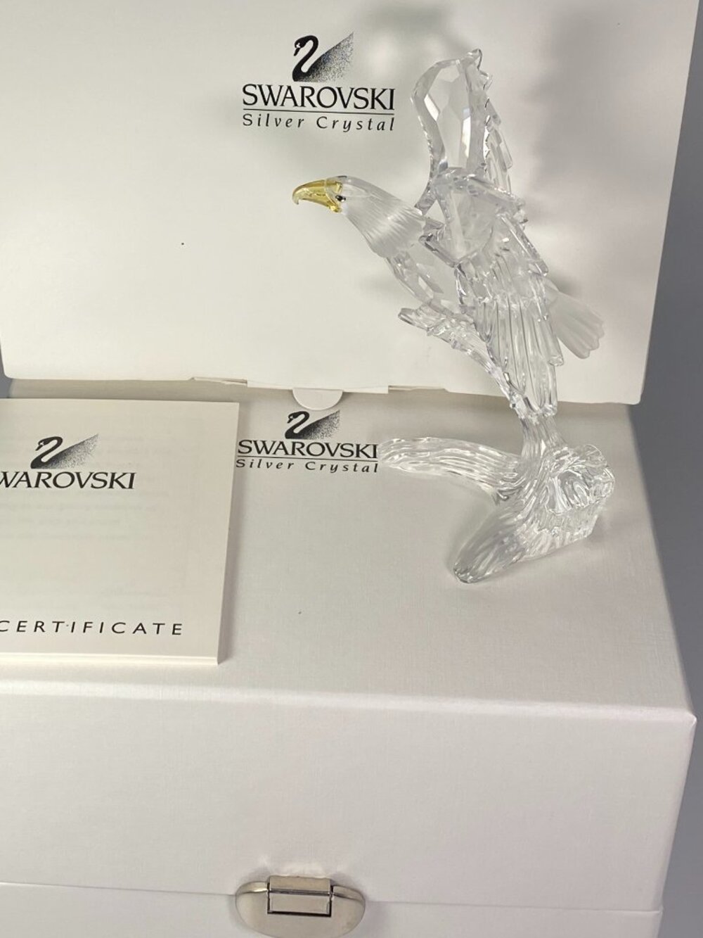 SWAROVSKI Silver Crystal large Figurine Bald Eagle American Pride 248003 MIB